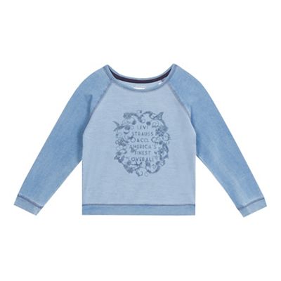 Levi's Girls' blue logo applique sweater